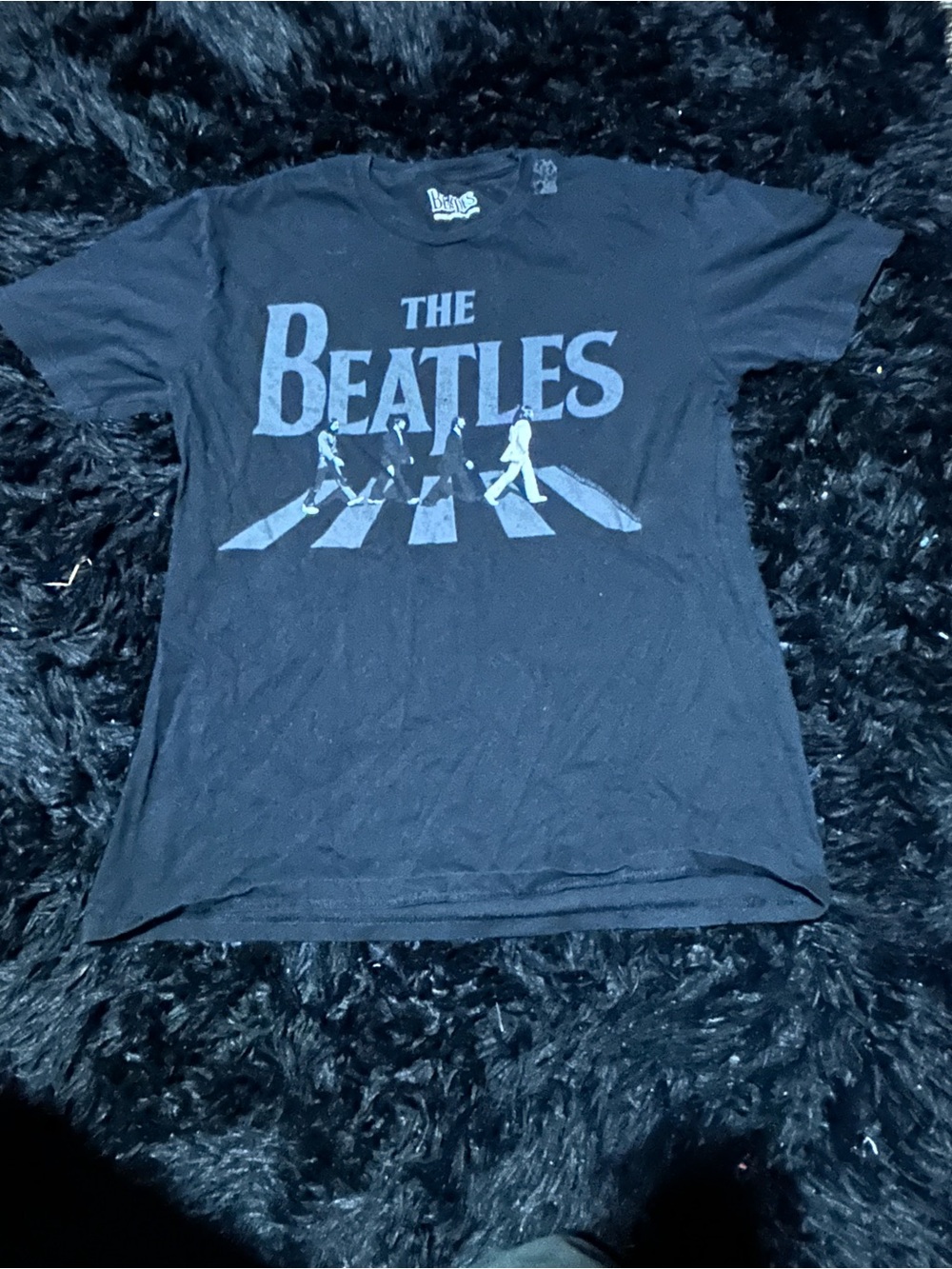 Bates Black Beatles Logo Tee with White Print